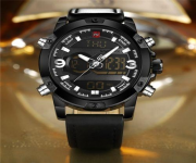 NF9097 - Black Leather Wrist Watch for Men