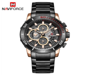 NAVIFORCE NF9174 Black Stainless Steel Chronograph Watch For Men - RoseGold and Black