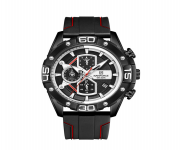NAVIFORCE NF8018 Black TPU Rubber Chronograph Watch For Men - Red & Black