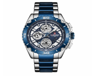 NAVIFORCE NF9179 Silver And Royal Blue Two-Tone Stainless Steel Chronograph Watch For Men - Royal Blue & Silver