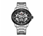 NAVIFORCE NF9186 Silver Stainless Steel Analog Watch For Men - Black & Silver