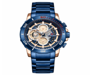 NAVIFORCE NF9174 Royal Blue Stainless Steel Chronograph Watch For Men - RoseGold & Royal Blue