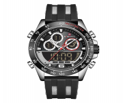 NAVIFORCE NF9188 Black TPU Rubber Dual Time Watch For Men - Silver & Black