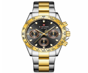 NAVIFORCE NF9193 Silver And Golden Stainless Steel Chronograph Watch For Men - Golden & Silver