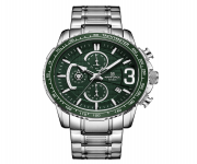 NAVIFORCE NF8017 Silver Stainless Steel Chronograph Watch For Men - Green & Silver