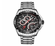 NAVIFORCE NF9183 Silver Stainless Steel Chronograph Watch For Men - Black & Silver