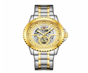 NAVIFORCE NF9186 Silver And Golden Two Tone Stainless Steel Analog Watch For Men - Golden & Silver