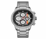 NAVIFORCE NF9184 Silver Stainless Steel Chronograph Watch For Men - Black & Silver