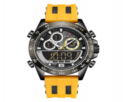 NAVIFORCE NF9188 Yellow TPU Rubber Dual Time Watch For Men - Black & Yellow