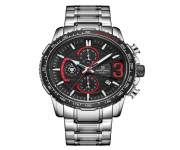 NAVIFORCE NF8017 Silver Stainless Steel Chronograph Watch For Men - Black & Silver