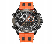 NAVIFORCE NF9188 Orange TPU Rubber Dual Time Watch For Men - Black & Orange