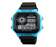 SKMEI 1299 Black Fiber Sports Digital Watch For Men - Blue & Black