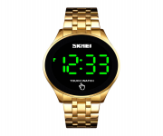 SKMEI 1579 Golden Stainless Steel Digital Watch For Men - Golden