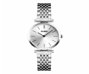 SKMEI 1458 Silver Stainless Steel Analog Watch For Women - Silver