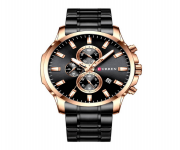 CURREN 8348 Black Stainless Steel Chronograph Watch For Men - RoseGold & Black