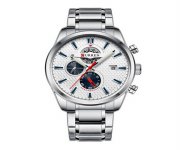 CURREN 8352 Silver Stainless Steel Chronograph Watch For Men - White & Silver