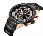 CURREN 8323 Black Stainless Steel Chronograph Watch For Men - RoseGold & Black