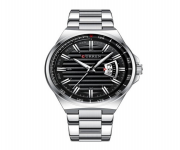 CURREN 8375 Silver Stainless Steel Analog Watch For Men - Black & Silver