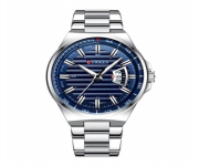 CURREN 8375 Silver Stainless Steel Analog Watch For Men - Royal Blue & Silver