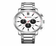 CURREN 8315 Silver Stainless Steel Chronograph Watch For Men - White & Silver