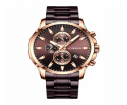 CURREN 8348 Bronze Stainless Steel Chronograph Watch For Men - RoseGold & Bronze
