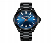 CURREN 8320 Black Stainless Steel Analog Watch For Men - Royal Blue & Black