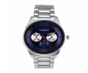 CURREN 8282 Silver Stainless Steel Analog Watch For Men - Royal Blue & Silver