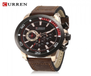 CURREN 8310 Chocolate PU Leather Decorative Sub-Dial Watch For Men - RoseGold & Chocolate