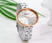 CURREN 9043 Silver Stainless Steel Analog Watch For Women - RoseGold & Silver