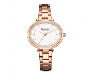 CURREN 9054 RoseGold Stainless Steel Analog Watch For Women - White & RoseGold