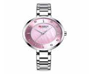 CURREN 9051 Silver Stainless Steel Analog Watch For Women - Pink & Silver