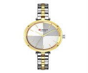 CURREN 9043 Silver And Golden Two-Tone Stainless Steel Analog Watch For Women - Golden & Silver