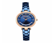 CURREN 9054 Royal Blue Stainless Steel Analog Watch For Women - RoseGold & Royal Blue