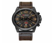 CURREN 8314 Chocolate PU Leather Chronograph Watch For Men - Black & Chocolate