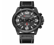 CURREN 8314: Stylish and Timeless Black PU Leather Chronograph Watch for Men