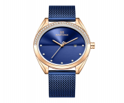 NAVIFORCE NF5015 Royal Blue Mesh Stainless Steel Analog Watch For Women - RoseGold and Royal Blue