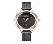NAVIFORCE NF5014 Bronze Mesh Stainless Steel Analog Watch For Women - RoseGold and Black