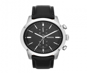 FS4866 - Black Leather Chronograph Watch for Men