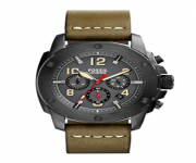 Olive Leather Chronograph Watch for Men