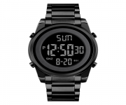 SKMEI 1611 Black Stainless Steel Digital Watch For Unisex - Black