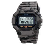 SKMEI 1628 Gray Camouflage PU Digital Watch For Unisex - Gray Camouflage