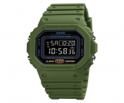 SKMEI 1628 Army Green PU Digital Watch For Unisex - Black & Army Green