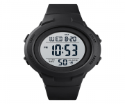 SKMEI 1615 Black PU Digital Watch For Unisex - Black