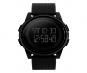 SKMEI 1206 Black PU Digital Watch For Unisex - Black