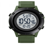 SKMEI 1508 Army Green PU Digital Watch For Unisex - White & Army Green