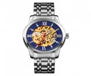 SKMEI 9222 Silver Stainless Steel Automatic Watch For Men - Blue & Silver