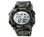 SKMEI 1576 Army Green Camouflage PU Digital Watch For Unisex - Army Green Camouflage