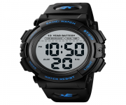 SKMEI 1562 Black PU Digital Watch For Men - Blue & Black
