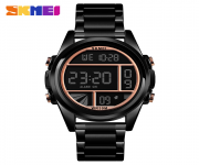 SKMEI 1448 Black Stainless Steel Digital Watch For Men - RoseGold & Black