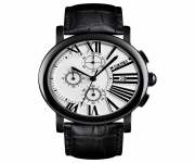 SKMEI 9196 Black PU Leather Chronograph Watch For Men - White & Black